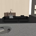 Middle black tofu block leather sofa 3d model