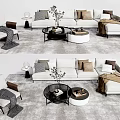 Modern Sofa Coffee Table Combination Sofa Coffee Table Combination Multi-person Sofa Casual Single Chair 3d model