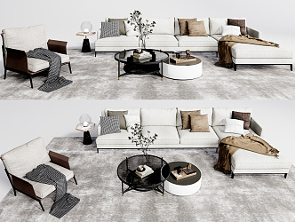 Modern Sofa Coffee Table Combination Sofa Coffee Table Combination Multi-person Sofa Casual Single Chair 3d model