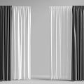 Black and White Curtains Hanging with Draped Design in Minimalist Room