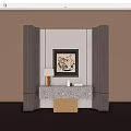 Modern Console Cabinet And Side Cabinet With Table Lamp Drawer Storage And Artwork 3d model