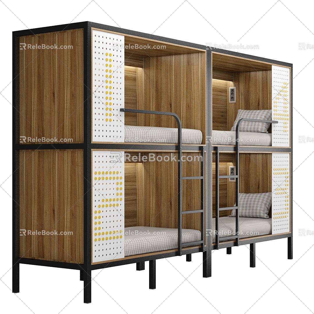 Hostels and Dormitories Bunk Beds 3d model