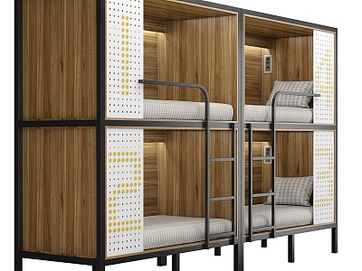 Hostels and Dormitories Bunk Beds 3d model