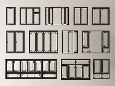 Chinese-style window new Chinese-style window antique window casement window bay window floor-to-ceiling window 3d model