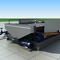 Industrial Processing Equipment With Metal Structure Blue Pipes Motor Drive And Concrete Base Screening System
