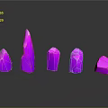 Purple Crystal Decorative Ornament Set with Various Shapes and Shiny Reflective Surfaces