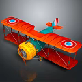 Colorful Aerospace Biplane Model With Orange Wings Blue Fuselage Red Tail Fin And Yellow Propeller