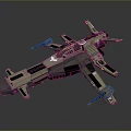 Sci Fi Spacecraft Model With Multiple Wings And Mechanical Weaponry Details 3d model