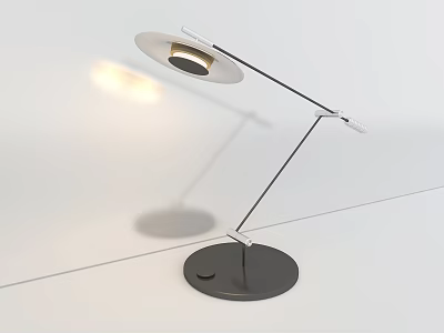 Modern Minimalist Table Lamp With Metal Adjustable Arm And Black Circular Base 3d model