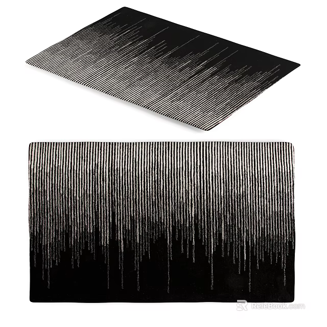 Modern Square Rug With Vertical Dripping Pattern In Dark Gray Design 3d model 