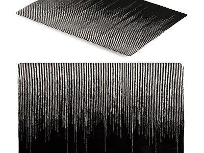 Modern Square Rug With Vertical Dripping Pattern In Dark Gray Design 3d model