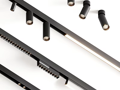 Sleek Modern Black Track Downlights And Spotlights For Home Interior Lighting Design 3d model