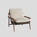 Stylish Modern Lounge Chair Featuring Wooden Frame And Linen Seat Cushion