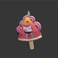 Colorful Watermelon Shaped Popsicle With Unicorn Figure Rainbow Glasses And Pink Swirls
