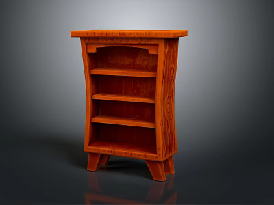 Wooden Entryway Console Side Cabinet With Open Shelves And Support Legs 3d model
