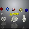 Colorful Christmas Ornaments Including Red Blue Silver Striped Gold Baubles Heart Star Snowflake Tree Decor