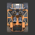 Military Vehicle With Tracked Wheels Multiple Cannons And Mesh Armored Design