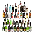 Modern red wine and foreign wine combination 3d model