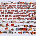 Colorful Urban Building Complex With Various Colored Roofs And Densely Arranged Structures
