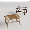 Modern Wooden Stools With Yellow And White Woven Seats Design