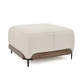 Modern Beige Fabric Ottoman Featuring Wooden Base And Black Metal Legs