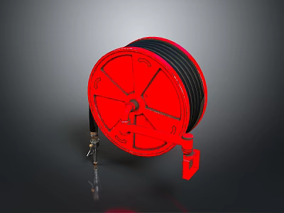 Red Hose Reel For Home Use With Durable Black Hose And Portable Design 3d model
