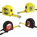 Industrial Equipment Featuring Yellow And Red Tape Measures With Various Lengths