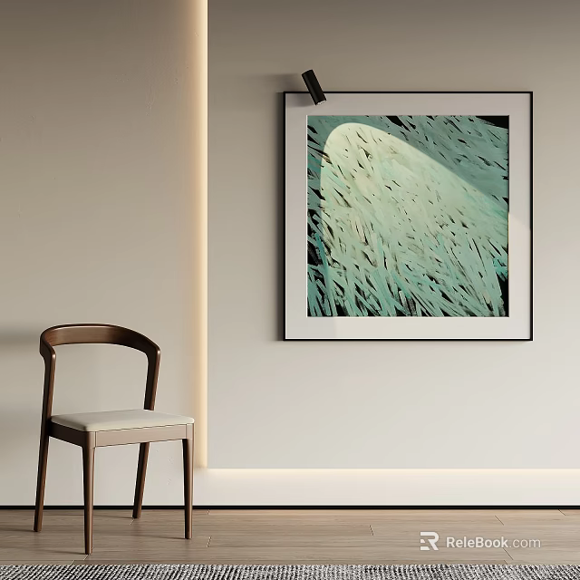 Abstract Painting As Indoor Wall Art With Chair 3d model 