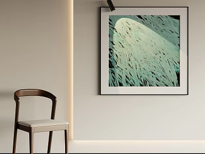 Abstract Painting As Indoor Wall Art With Chair 3d model
