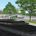 Modern Garden Landscape Design With Curved Canopy Water Feature And Stone Paving