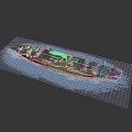 Aircraft Carrier 3D Model Floating On Blue Water Surface With Deck Features 3d model