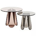 Round Glass Top Coffee Tables With Geometric Legs In Two Tone Colors