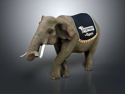 Gray Elephant With Black Blanket Featuring BEST WESTERN REWARDS Logo And Gold Tassels 3d model