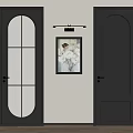 Dark Gray Modern Swing Doors With Glass Panel And Solid Panel Design And Golden Handles 3d model