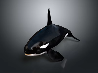 Orca Black And White Marine Animal Swimming With Distinctive Dorsal Fin And Pectoral Flippers 3d model