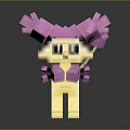 Adorable Pixel Art Creature Character With Yellow Body Pink Ears And Tail