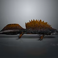 Game And Movie Reptilian Character Featuring Black Spotted Body Orange Spiked Back And Limbs