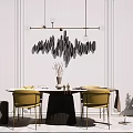 Light Luxury Dining Table and Chair Combination Home 3d model