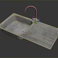 Stainless Steel Kitchen Sink With Faucet And Draining Board For Home Daily Use
