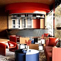 Restaurant Multi-Person Sofa Single Person Sofa Coffee Table Side Table Low Table Bar Table Wine Utensils Ornaments 3d model