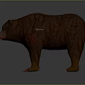 Brown Bear 3D Model Standing with Red Marks and Sharp Claws on Grey Background 3d model