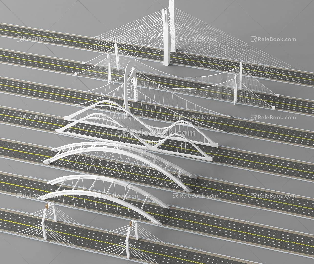 Bridge viaduct overpass bridge zipper bridge highway bridge sea crossing bridge 3d model