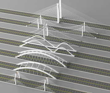 Bridge viaduct overpass bridge zipper bridge highway bridge sea crossing bridge 3d model