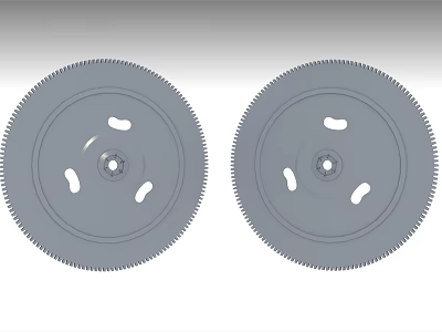 Automotive Flywheel Components Two Gray Toothed Wheels With Central Holes And Small Perforations 3d model