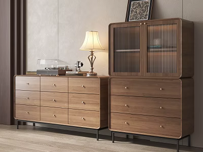 Modern Entrance Cabinet Side Cabinet Antique Entrance Cabinet High and Low Cabinet of Five Bucket 3d model