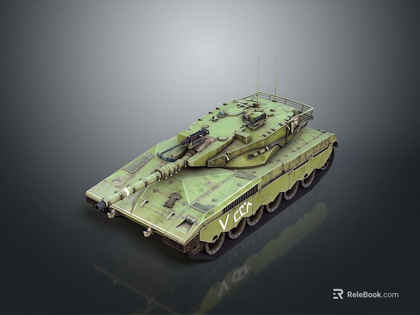 Modern Military Main Battle Tank With Camouflage Paint Main Cannon And Tracks 3d model 