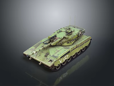 Modern Military Main Battle Tank With Camouflage Paint Main Cannon And Tracks 3d model