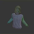 Blue Hooded Knitted Sweater Daily Life Essential Casual Wear Item