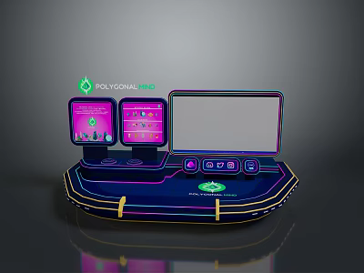 Polyignal Pro Advanced Console With Multiple Screens And Neon Design Elements 3d model