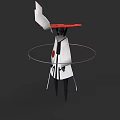Game Anime Character With Red Hat White Robe Black Patterns And Circular Ring